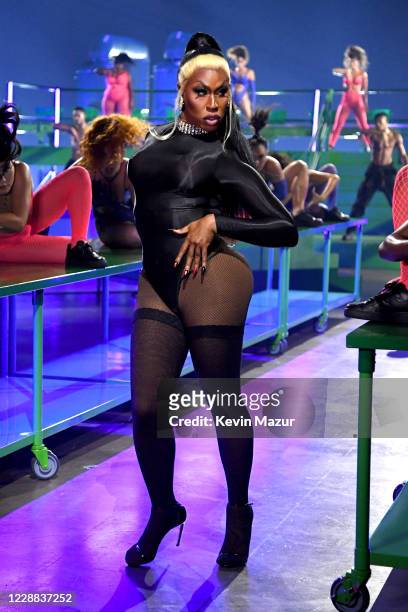 In this image released on October 2, Shea Couleé is seen onstage during Rihanna's Savage X Fenty Show Vol. 2 presented by Amazon Prime Video at the...
