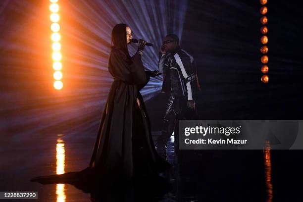 In this image released on October 2, Ella Mai and Mustard perform onstage during Rihanna's Savage X Fenty Show Vol. 2 presented by Amazon Prime Video...