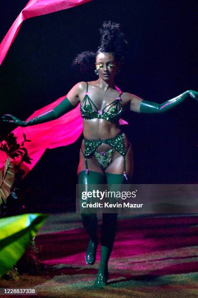 In this image released on October 2, Nazanin Mandi is seen onstage during Rihanna's Savage X Fenty Show Vol. 2 presented by Amazon Prime Video at the...