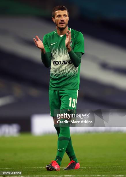 Nikita Rukavytsya of Maccabi Haifa during the UEFA Europa League play-off match between Tottenham Hotspur and Maccabi Haifa at Tottenham Hotspur...