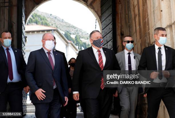Secretary of State Mike Pompeo walks through the old city of Dubrovnik on October 2 as part of his six-day trip to Southern Europe.