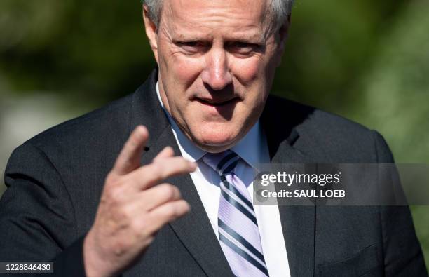 White House Chief of Staff Mark Meadows speaks to the media about US President Donald Trump at the White House in Washington, DC, October 2, 2020. -...