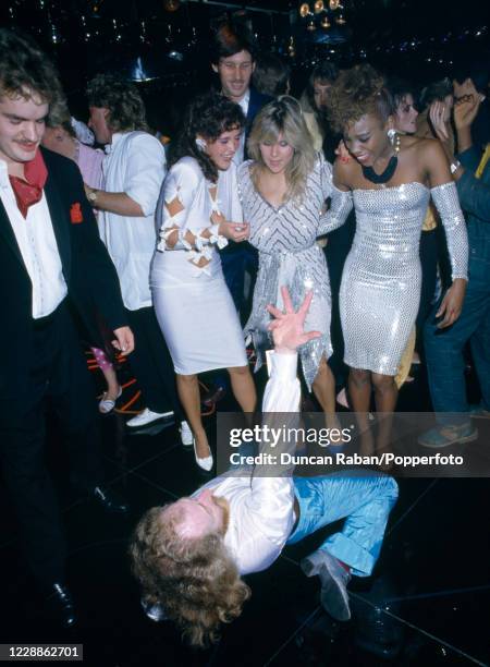 British glamour models including Samantha Fox dancing at the Sun newspaper "Page 3 Girl of the Year" event which was presented by comedian Bobby...