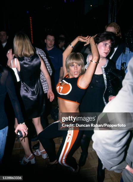 British glamour model and singer Samantha Fox dancing at the after party following the Brit Awards at Earls Court Exhibition Centre in London,...