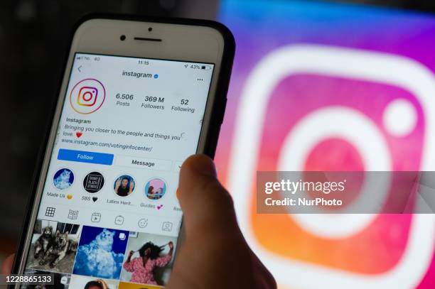 User on Instagram social network in L'Aquila, Italy, on October 3, 2020. Today Facebook's program Instagram turns ten years from his launch.