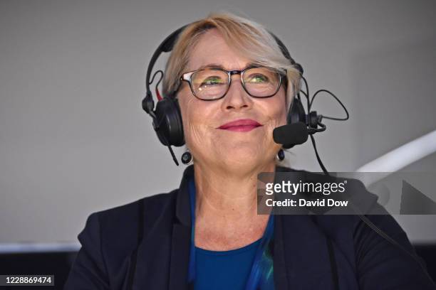 Announcer Doris Burke looks on during the game between the Los Angeles Lakers and the Miami Heat during Game One of the NBA Finals on September 30,...