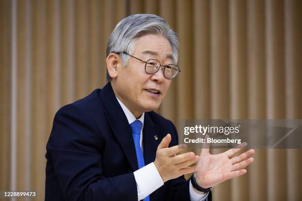 Lee Jae-myung, governor of Gyeonggi Province, speaks during an interview in Suwon, South Korea, on Tuesday, Sept. 29, 2020. Lee, who has served as...