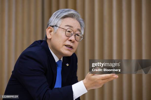 Lee Jae-myung, governor of Gyeonggi Province, speaks during an interview in Suwon, South Korea, on Tuesday, Sept. 29, 2020. Lee, who has served as...