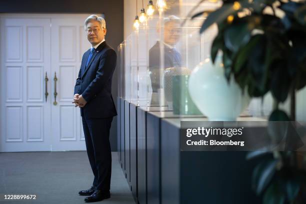 Lee Jae-myung, governor of Gyeonggi Province, poses for a photograph in Suwon, South Korea, on Tuesday, Sept. 29, 2020. Lee, who has served as...