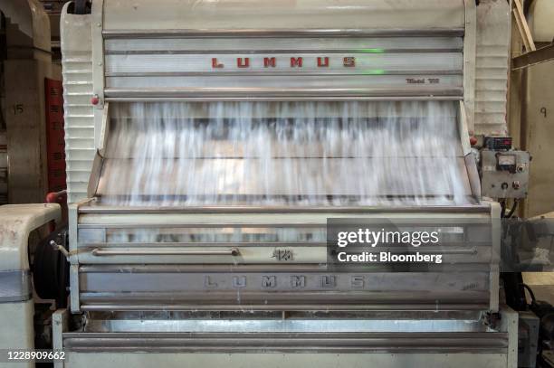 Harvested cotton is processed at a gin in Glendora, Mississippi, U.S., on Thursday, Oct. 1, 2020. Global trade was forecast at 9.19m tons with...