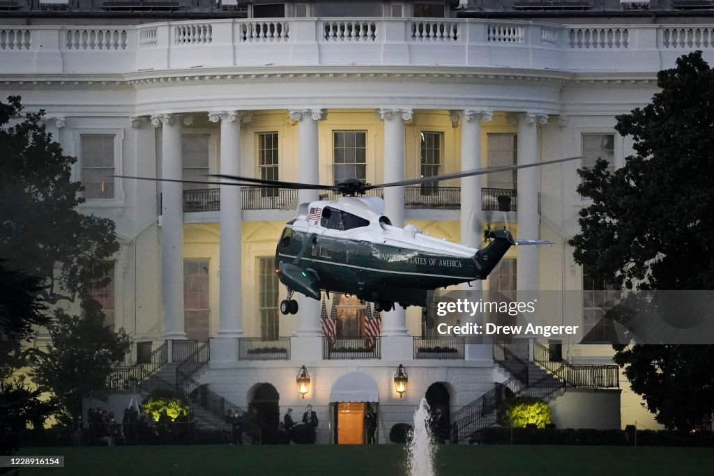 President Trump Arrives Back At White House After Stay At Walter Reed Medical Center For Covid