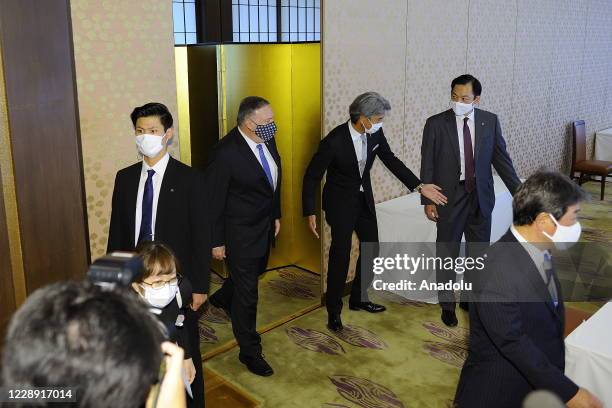 Secretary of State Mike Pompeo and Japanese Foreign Minister Toshimitsu Motegi at the start of the Japan-USÂ Â Foreign Ministers in Tokyo, Japan on...