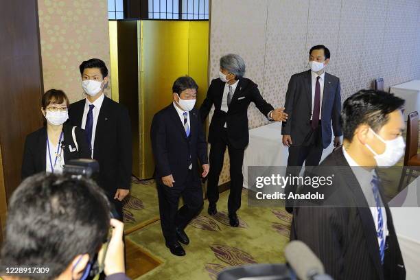 Japanese Foreign Minister Toshimitsu Motegi and U.S. Secretary of State Mike Pompeo arrives the Japan-USÂ Â Foreign Ministers in Tokyo, Japan on...