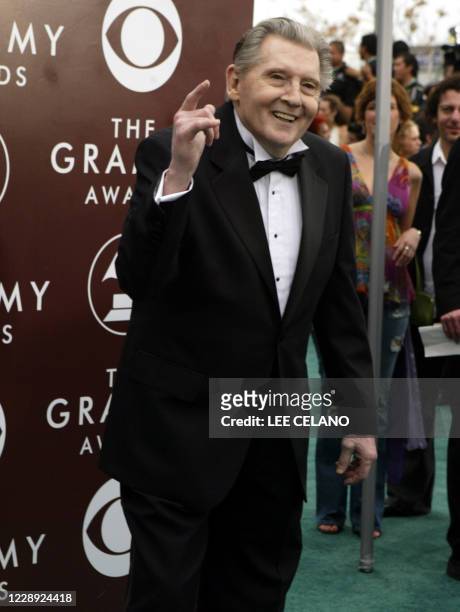 Rock Legend Jerry Lee Lewis poses for photographers during the arrivals of the 47th Annual Grammy Awards in Los Angeles, CA, 13 February 2005. AFP...