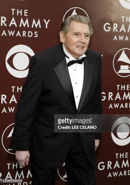Rock Legend Jerry Lee Lewis poses for photographers during the arrivals of the 47th Annual Grammy Awards in Los Angeles, CA, 13 February 2005. AFP...