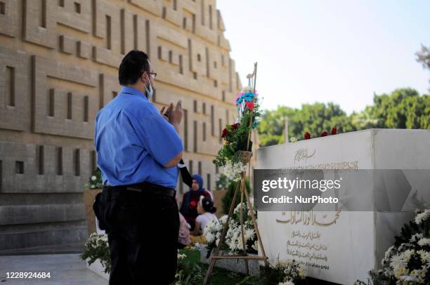 Egyptian Man visit the tomb of assassinated president Anwar Sadat inside the memorial of the Unknown Soldier in Cairo, Egypt, on October 06, 2020.
