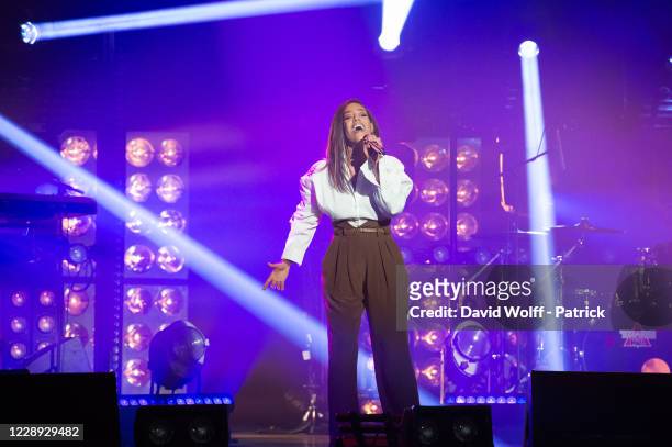 Amel Bent performs during Psychodon Party at l' Olympia on October 6, 2020 in Paris, France.