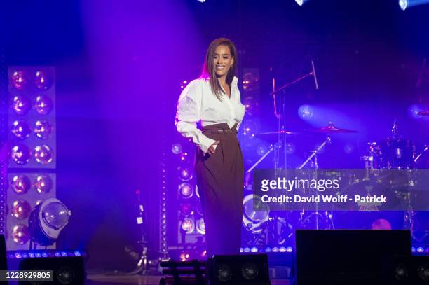 Amel Bent performs during Psychodon Party at l' Olympia on October 6, 2020 in Paris, France.