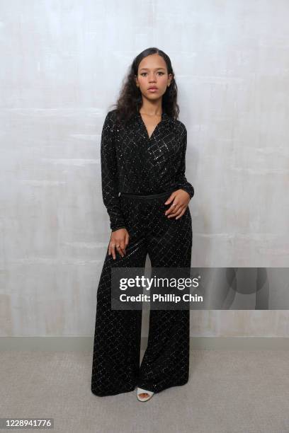 Actor Taylor Russell virtually attends the Chanel Womenswear Spring Summer 2021 held at the Grand Palais on October 06, 2020 in Paris, France.