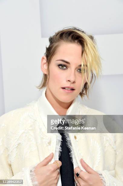 Kristen Stewart virtually attends the Chanel Womenswear Spring Summer 2021 held at the Grand Palais on October 06, 2020 in Paris, France.