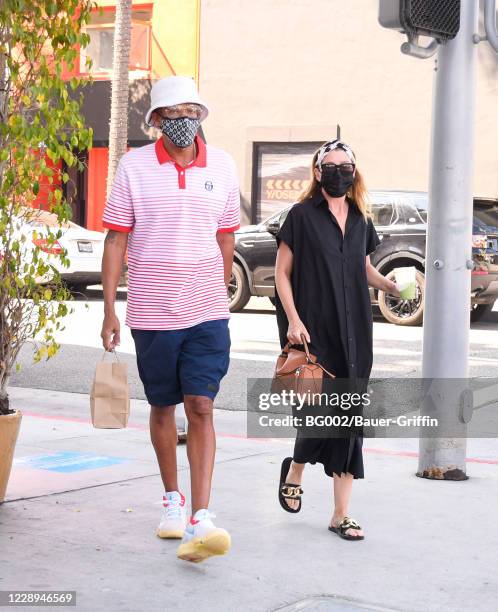 Chris Ivery and Ellen Pompeo are seen on October 07, 2020 in Los Angeles, California.