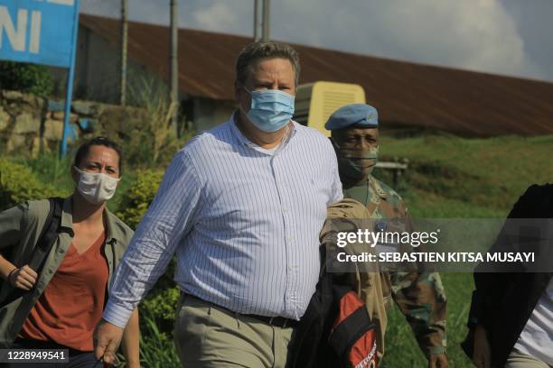 The US ambassador to Democratic Republic of Congo Mike Hammer is seen on October 5, 2020 during his visit in the Eastern violence-torn region of...