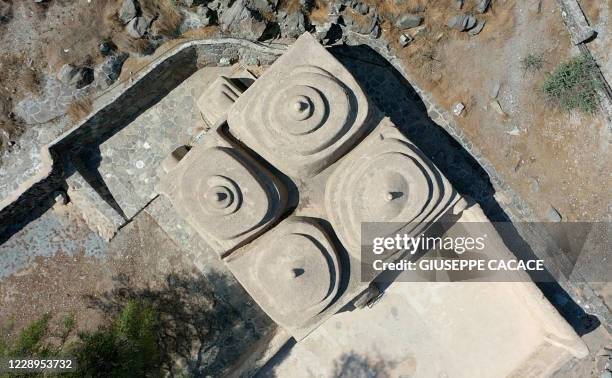 Photo taken on October 7, 2020 shows the al-Bidya Mosque in Fujairah, considered the oldest know mosque in the United Arab Emirates.