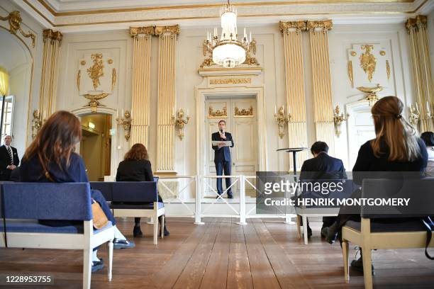 The Permanent Secretary of the Swedish Academy, Mats Malm, announces the winner of the 2020 Nobel Prize in Literature at the Swedish Academy in...