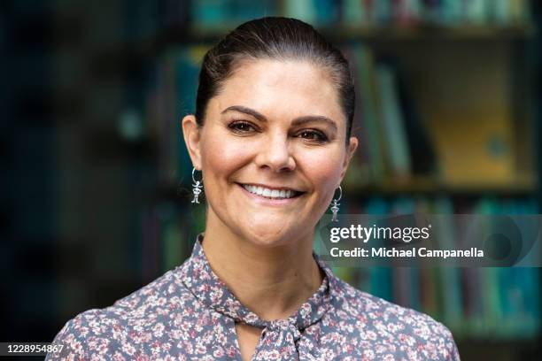 Crown Princess Victoria of Sweden attends an inauguration ceremony for a sculpture of Swedish childrens book author Astrid Lindgren at the Astrid...