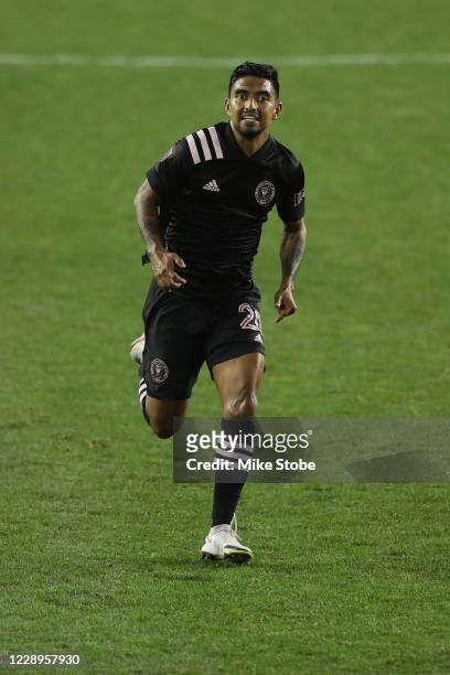 DeLaGarza of Inter Miami in action against the New York Red Bulls at Red Bull Arena on October 07, 2020 in Harrison, New Jersey. Inter Miami defeated...
