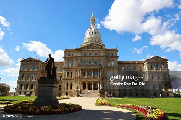 The Michigan State Capitol building is seen on October 8, 2020 in Lansing, Michigan. Federal authorities announced today that six men linked to a...