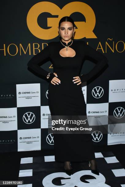Maite Perroni poses for photos during the black carpet of GQ Man Of the Year Awards 2020 at Sofitel Hotel on October 8, 2020 in Mexico City, Mexico-...