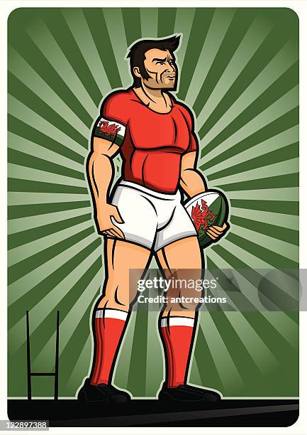 rugby player wales - rugby shirt stock illustrations