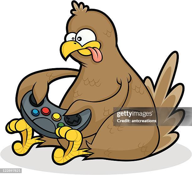 chicken gamer - console controller stock illustrations