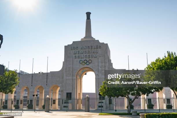 General views of the Los Angeles Memorial Coliseum, home of the USC Trojans and the 2028 Summer Olympics, and the former home of the Los Angeles Rams...