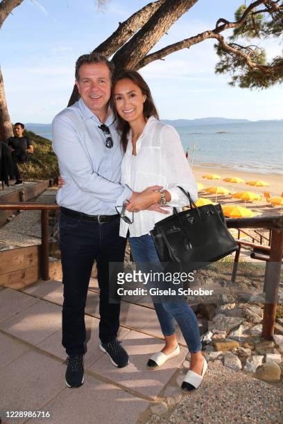 Andreas "Andy" Moeller and his wife Sigrid Moeller during the welcome reception prior to the 30th anniversary celebration of the German World Cup win...