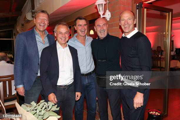 Guido Buchwald, Olaf Thon, Thomas Berthold, Raimond Aumann and Hans Pfluegler during the welcome reception prior to the 30th anniversary celebration...