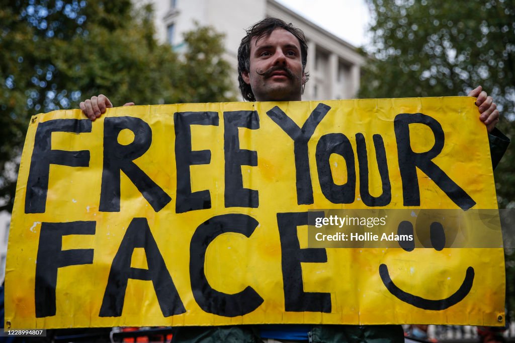 Protests Against Coronavirus Measures Gather At London's Hyde Park