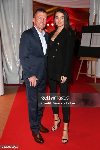 October 10: Lothar Matthaeus and his wife Anastasia Matthaeus during the gala for the 30th anniversary celebration of the German World Cup win at...