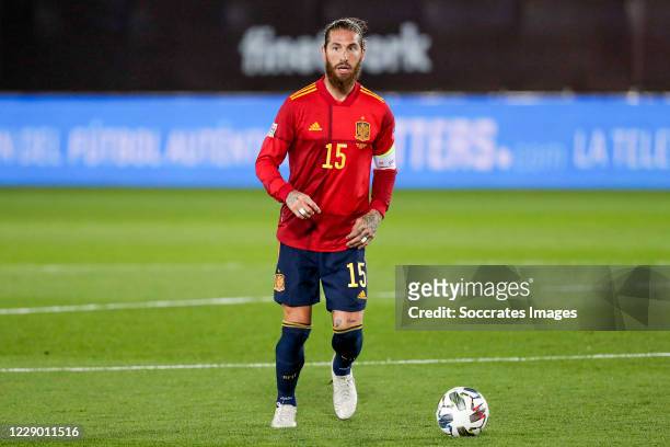 Sergio Ramos of Spain during the UEFA Nations league match between Spain v Switzerland on October 10, 2020