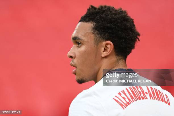England's defender Trent Alexander-Arnold reacts during the UEFA Nations League group A2 football match between England and Belgium at Wembley...
