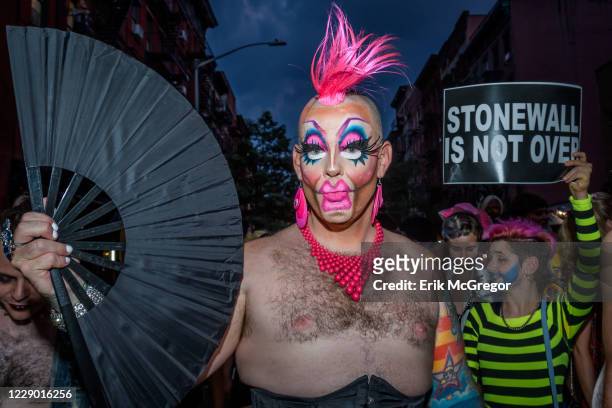 Hundreds Of Drag Queens filled the streets for the New York City Drag March, an annual drag protest and visibility march taking place as a kick-off...