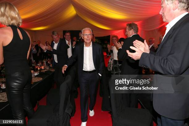 Franz Beckenbauer gets standing ovations during the 30th anniversary celebration of the German World Cup win at 1990 on October 10, 2020 at hotel Il...