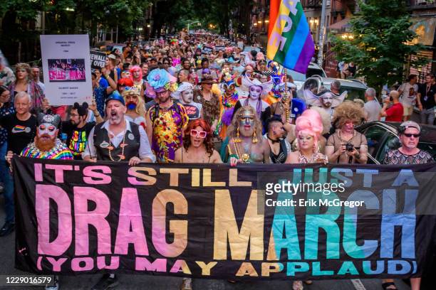 Hundreds Of Drag Queens filled the streets for the New York City Drag March, an annual drag protest and visibility march taking place as a kick-off...