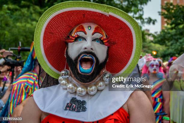 Hundreds Of Drag Queens filled the streets for the New York City Drag March, an annual drag protest and visibility march taking place as a kick-off...