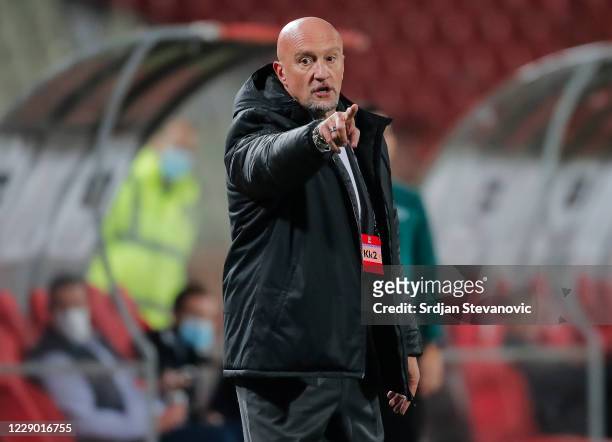 Head coach Marco Rossi of Hungary reacts during the UEFA Nations League group stage match between Serbia and Hungary at Rajko Mitic Stadium on...