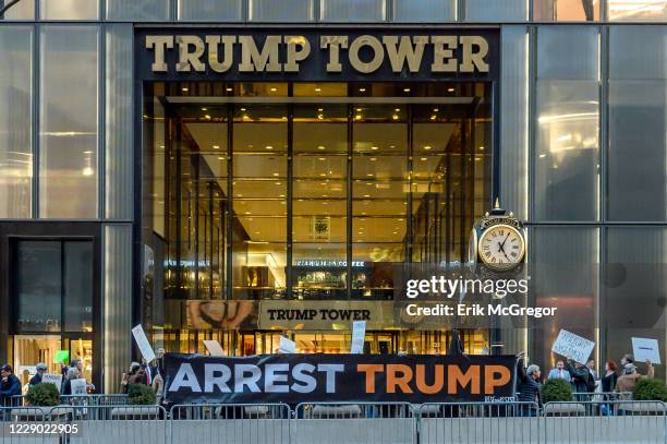 In protest of Trumps State of the Union speech on February 5 activists displayed 'ARREST TRUMP' banners inside and outside of Grand Central Terminal...