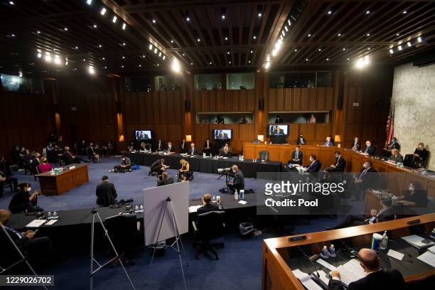 Committee chairman U.S. Sen. Lindsey Graham speaks during the Senate Judiciary Committee confirmation hearing for Supreme Court Justice on Capitol...