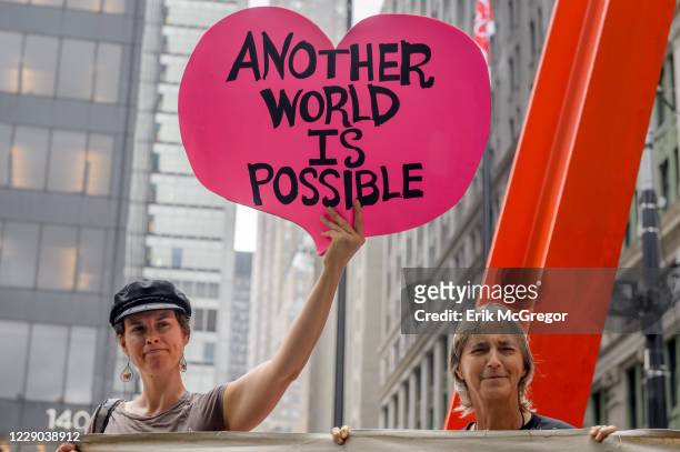 Activists gathered on September 17, 2018 in downtown Manhattan for 7th year celebration of Occupy Wall Street's influence on current politics and...