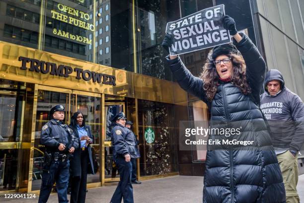 On the morning of Donald Trumps State of the Union address, January 30, 2018; a group of activists women held a protest outside Trump Tower in New...